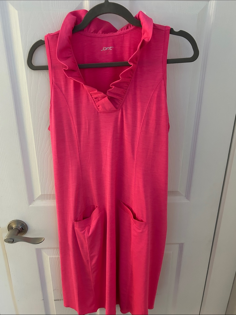 Jofit Hot Pink Ruffle V-Neck Sleeveless Golf Dress